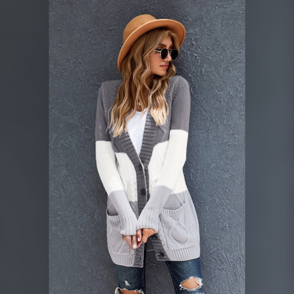 Grey & White Cardigan
